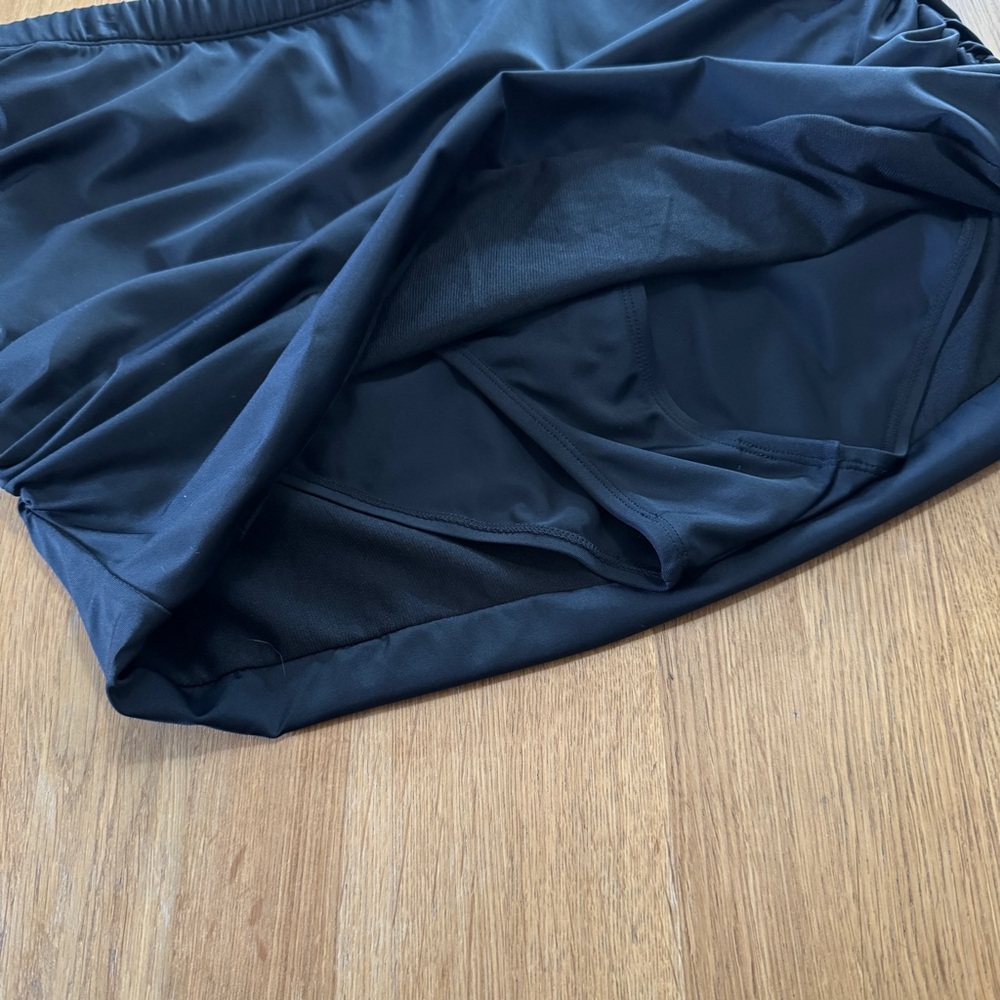 Swimsuits for All 16 Black High Waisted Side Ruched Shirred Swim Skirt - Picture 5 of 11